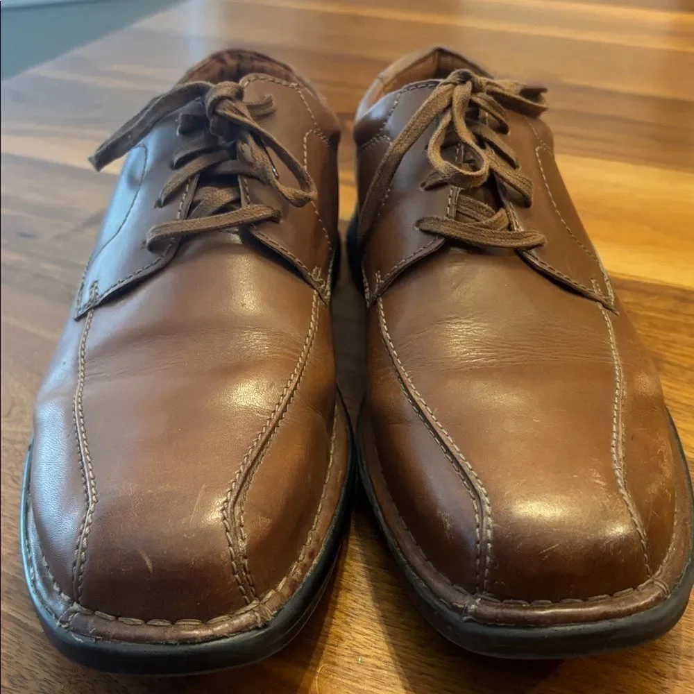 Clark’s Men’s Brown Kempton Run Leather Lace Up Dress Shoes Size 9 W